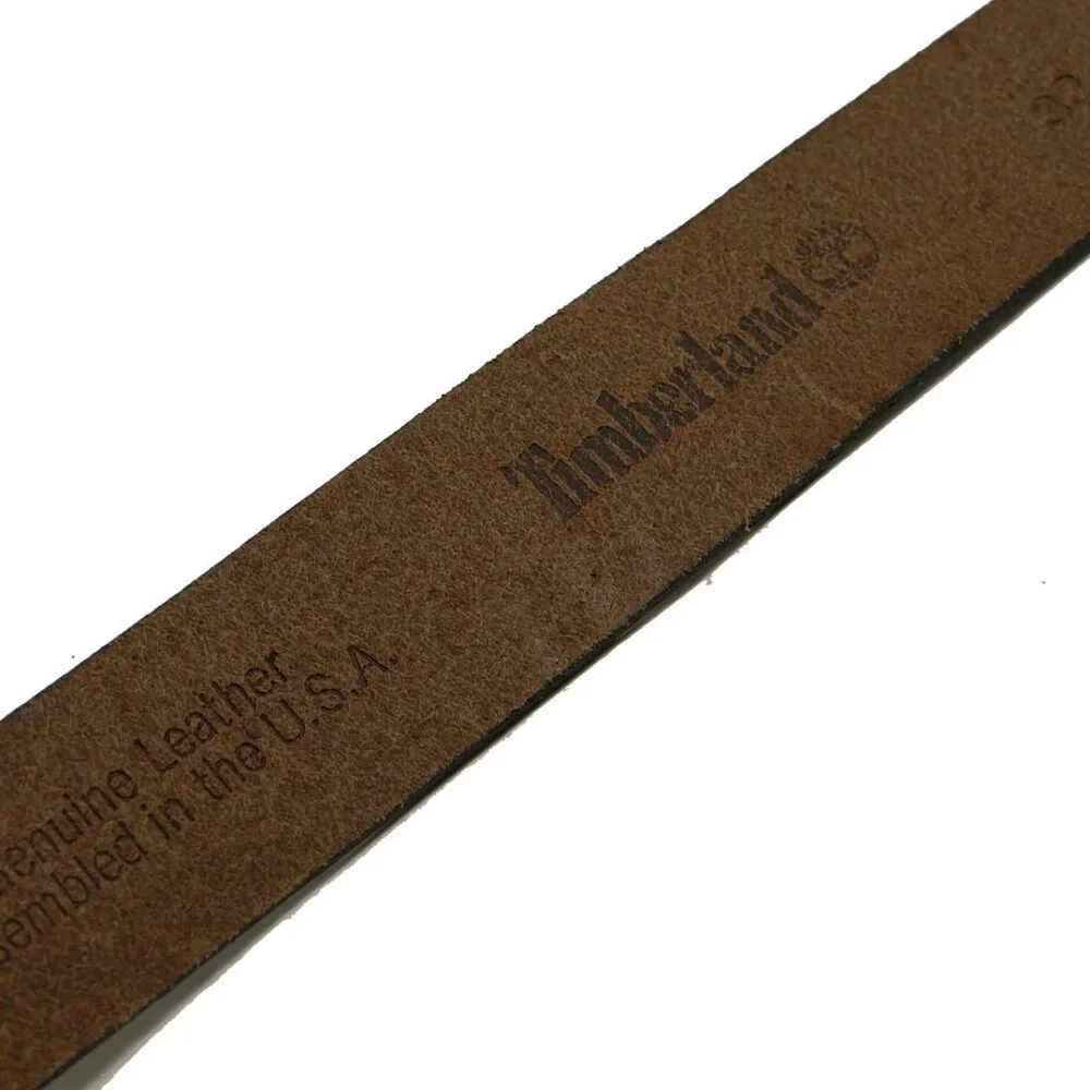 Timberland Mocha Brown Leather Belt Gunmetal Minimalist Western Office Wear Belt